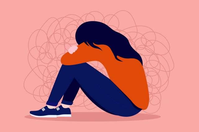 Illustration of teen girl struggling with her mental health.